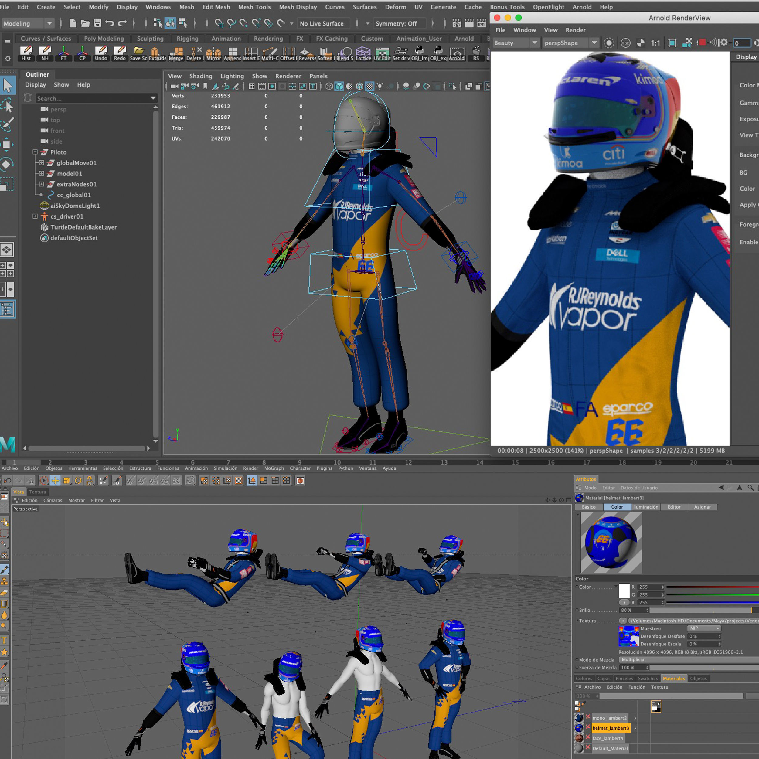 Fernando Alonso Indy 2019 Low-poly 3D model_13