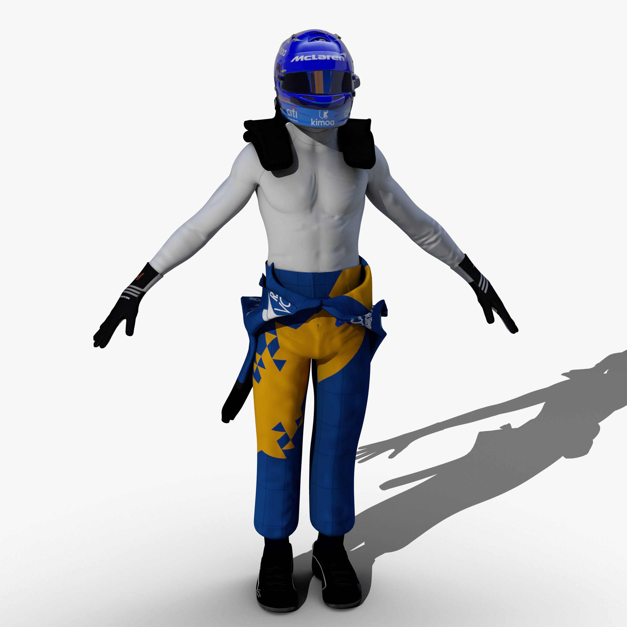 Fernando Alonso Indy 2019 Low-poly 3D model_3