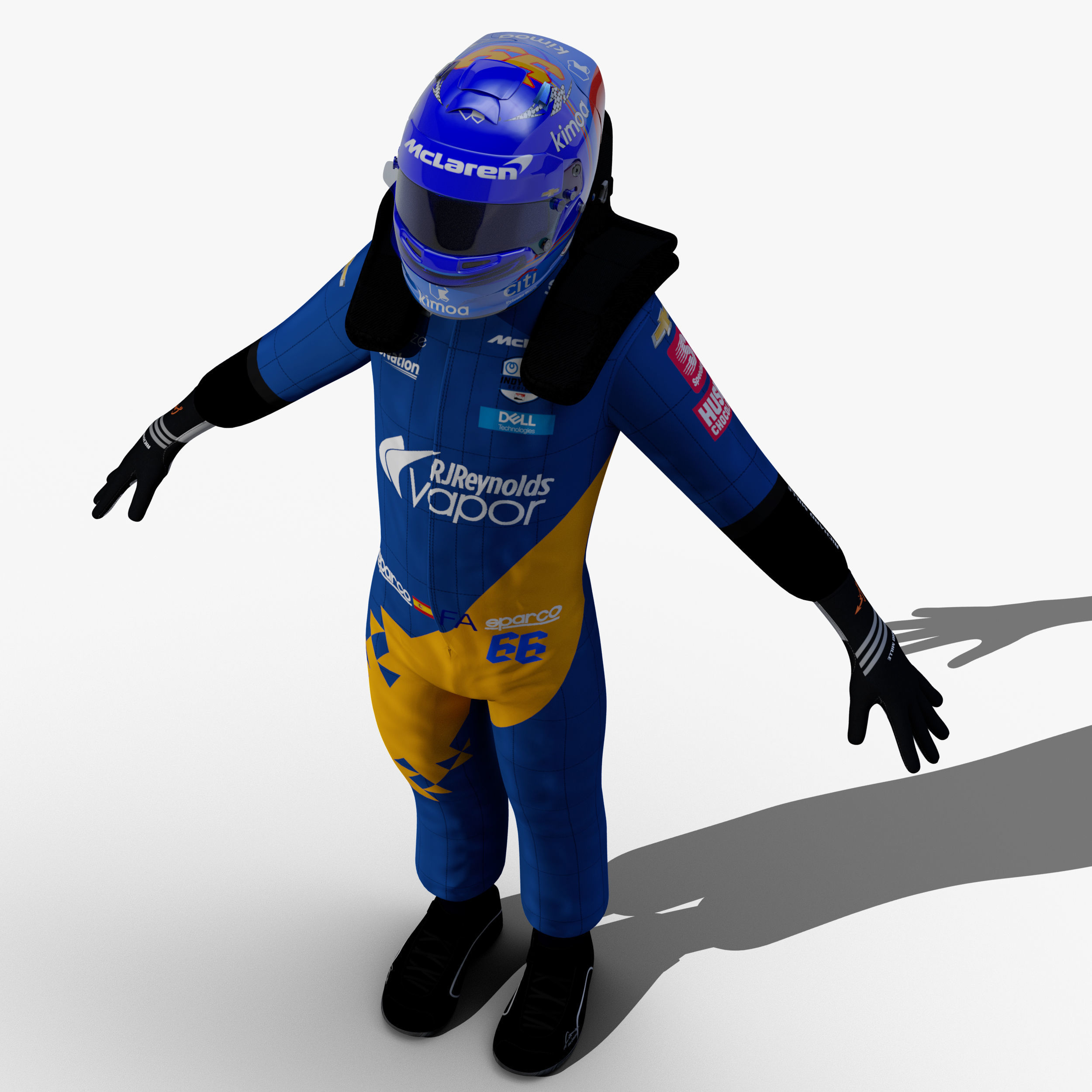 Fernando Alonso Indy 2019 Low-poly 3D model_8