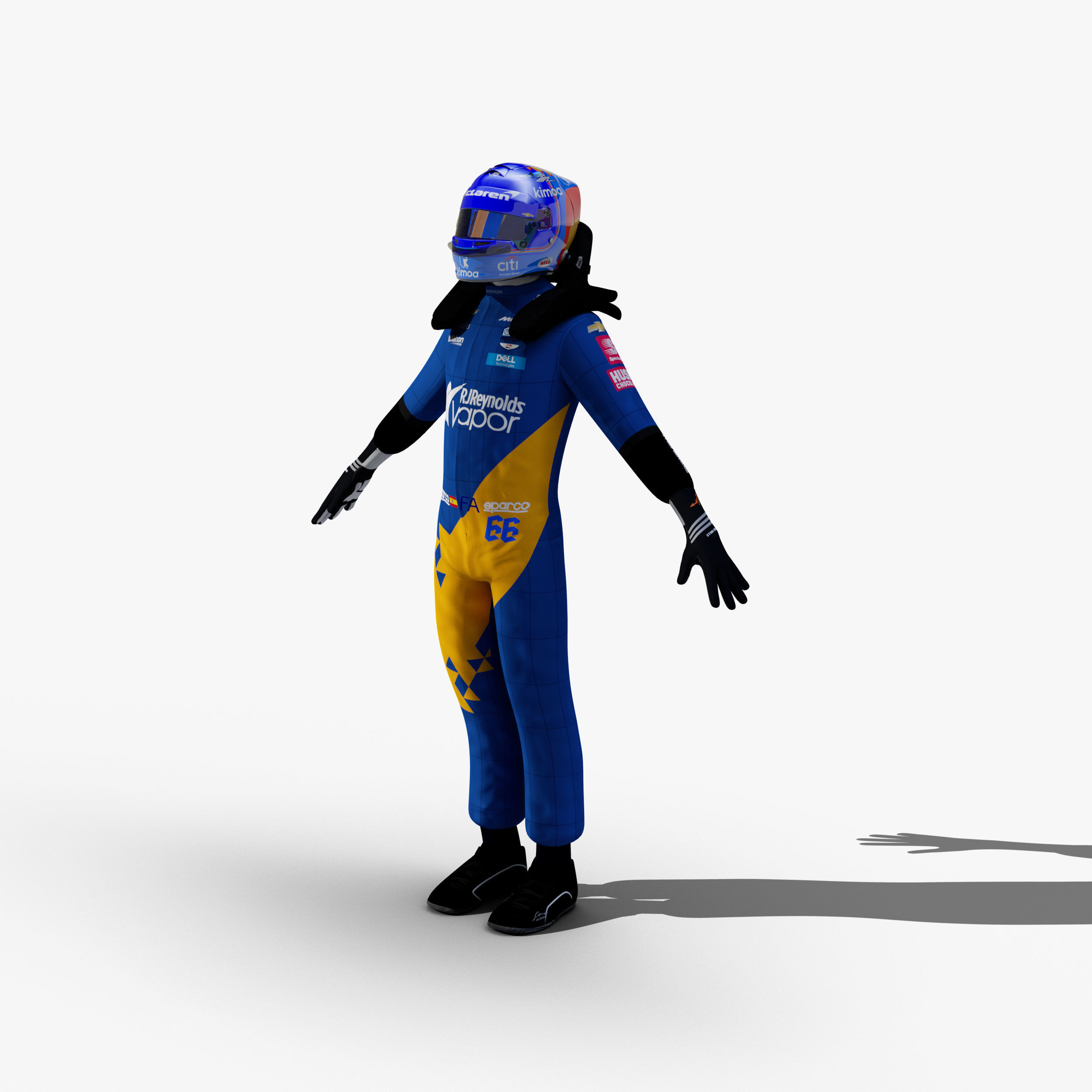 Fernando Alonso Indy 2019 Low-poly 3D model_6