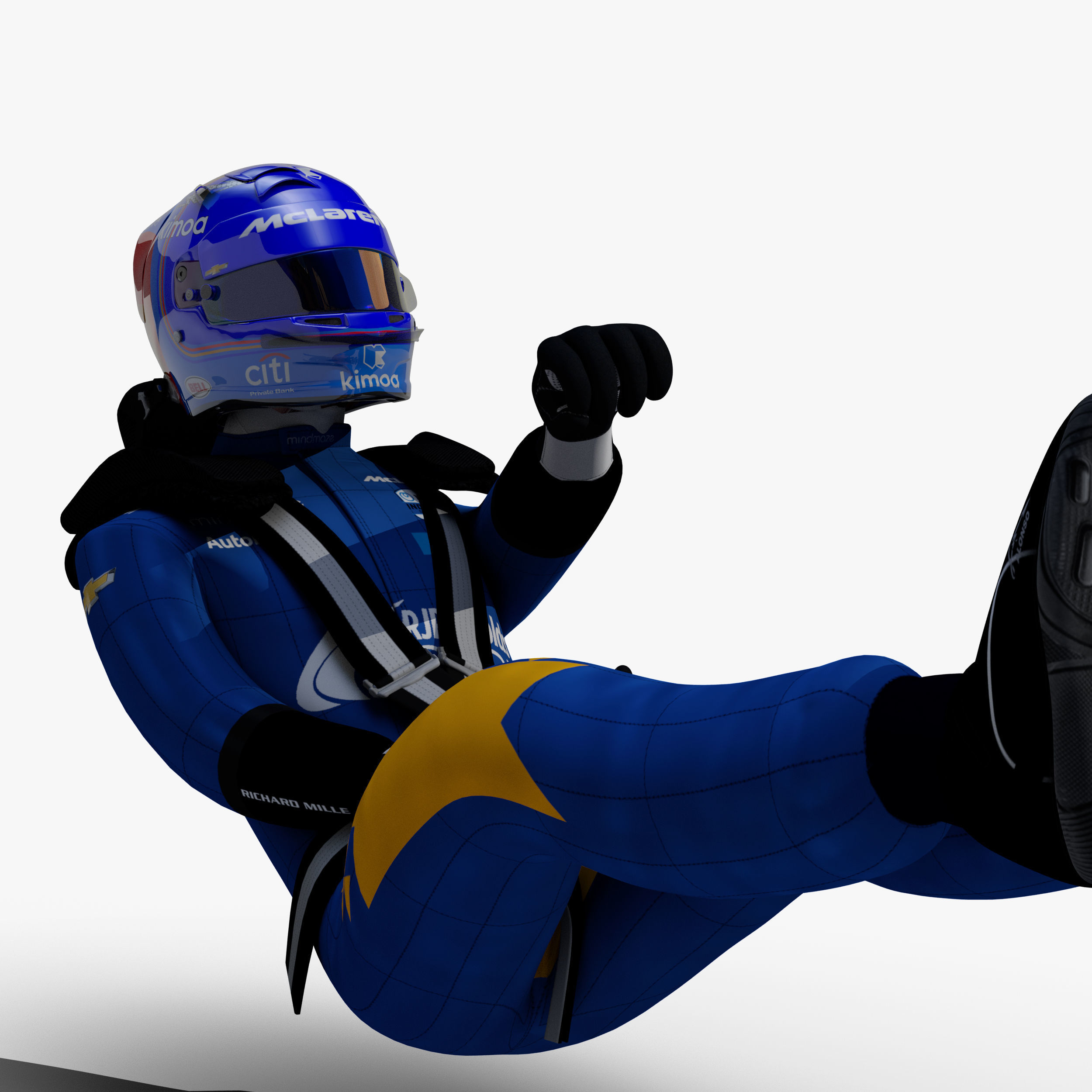 Fernando Alonso Indy 2019 Low-poly 3D model_5