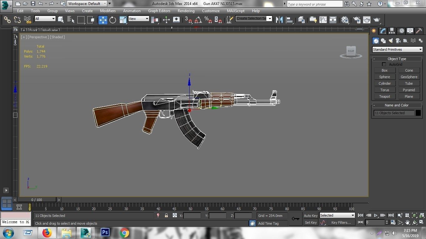 Ak47 GUN Low-poly 3D model_4
