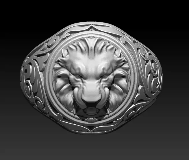 King Lion Ring Carving Man 3D print model