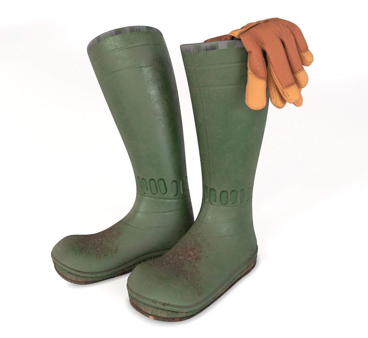 Garden Boots and Gloves 3D model_3