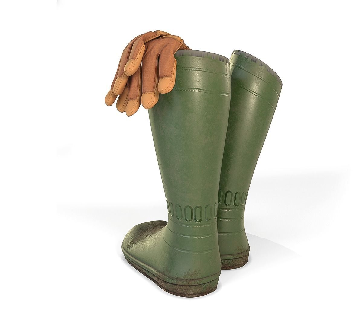 Garden Boots and Gloves 3D model_4