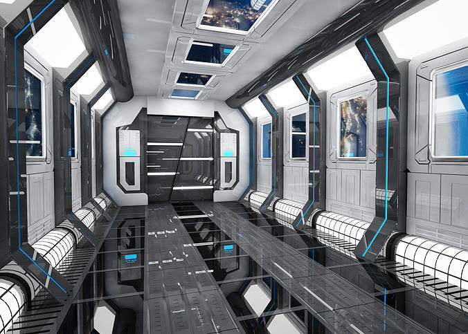 SCI FI INTERIOR SCENE SPACE SHIP 3D model