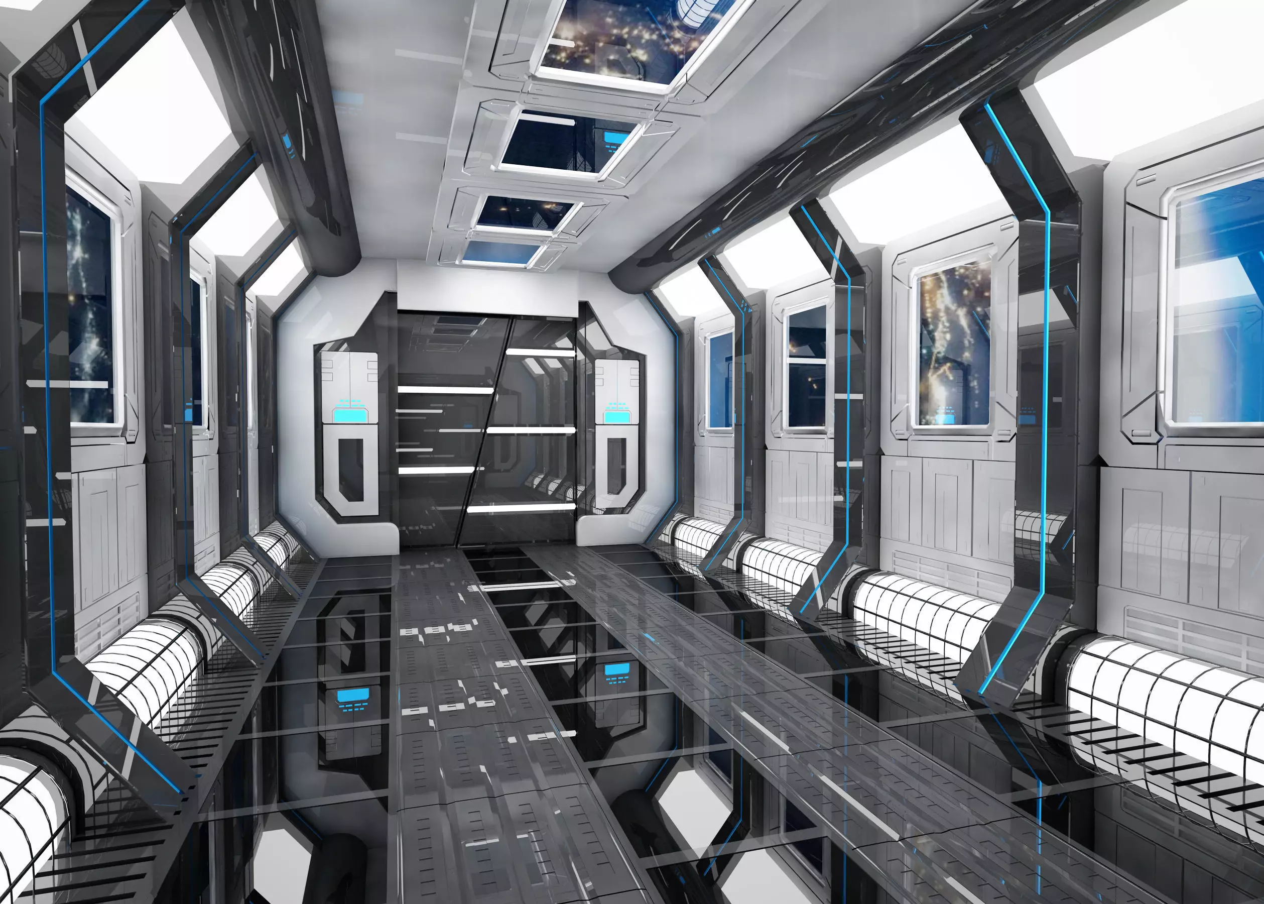 SCI FI INTERIOR SCENE SPACE SHIP 3D model