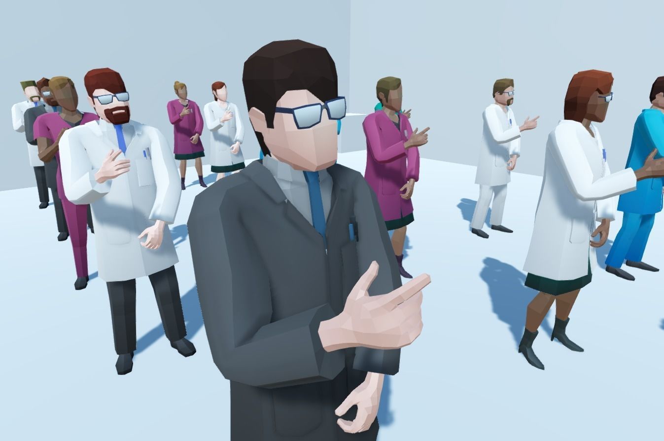 Low poly hospital people with randomisation script Low-poly 3D model_9
