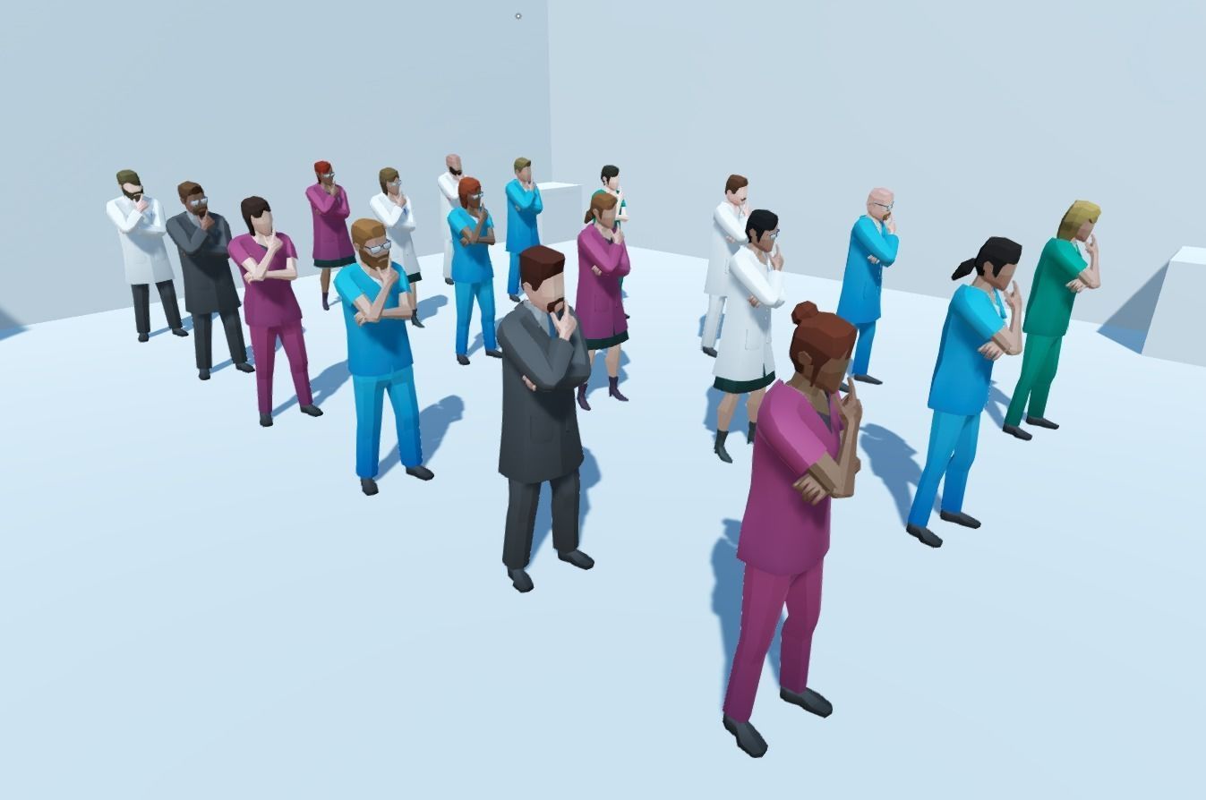 Low poly hospital people with randomisation script Low-poly 3D model_11