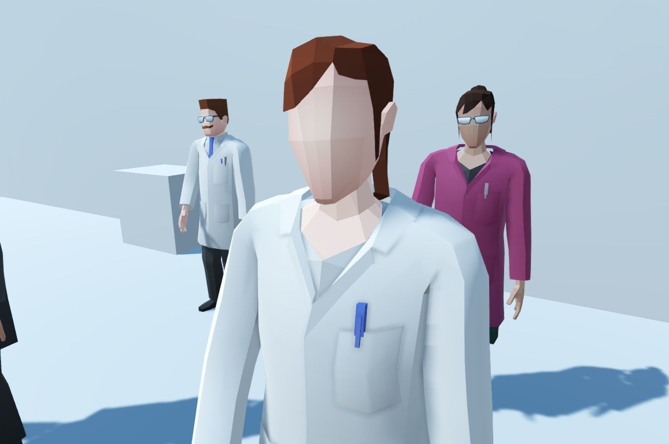 Low poly hospital people with randomisation script Low-poly 3D model_10