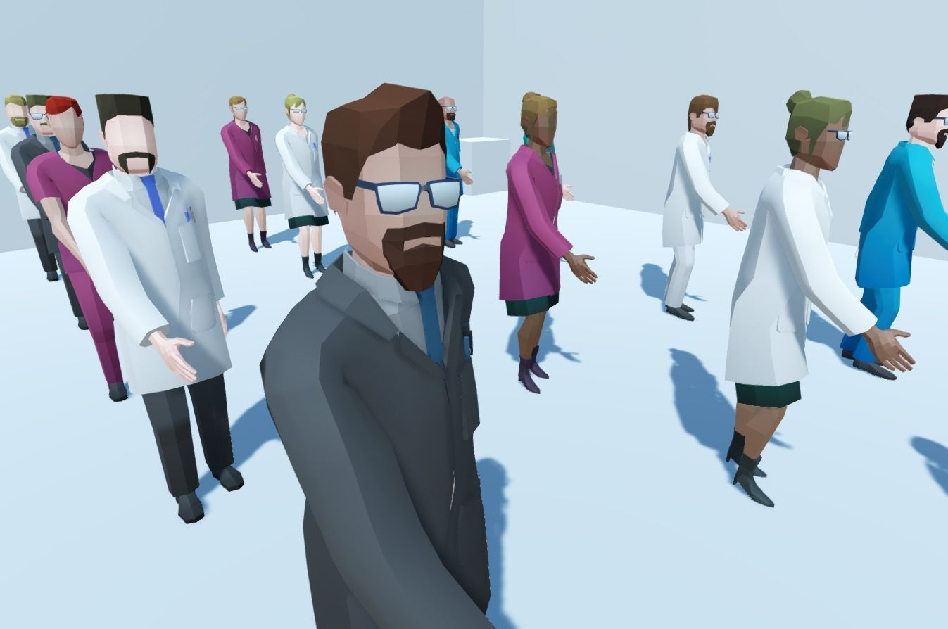 Low poly hospital people with randomisation script Low-poly 3D model_8