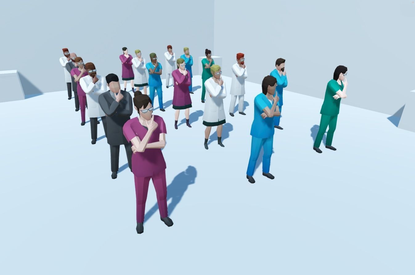 Low poly hospital people with randomisation script Low-poly 3D model_5