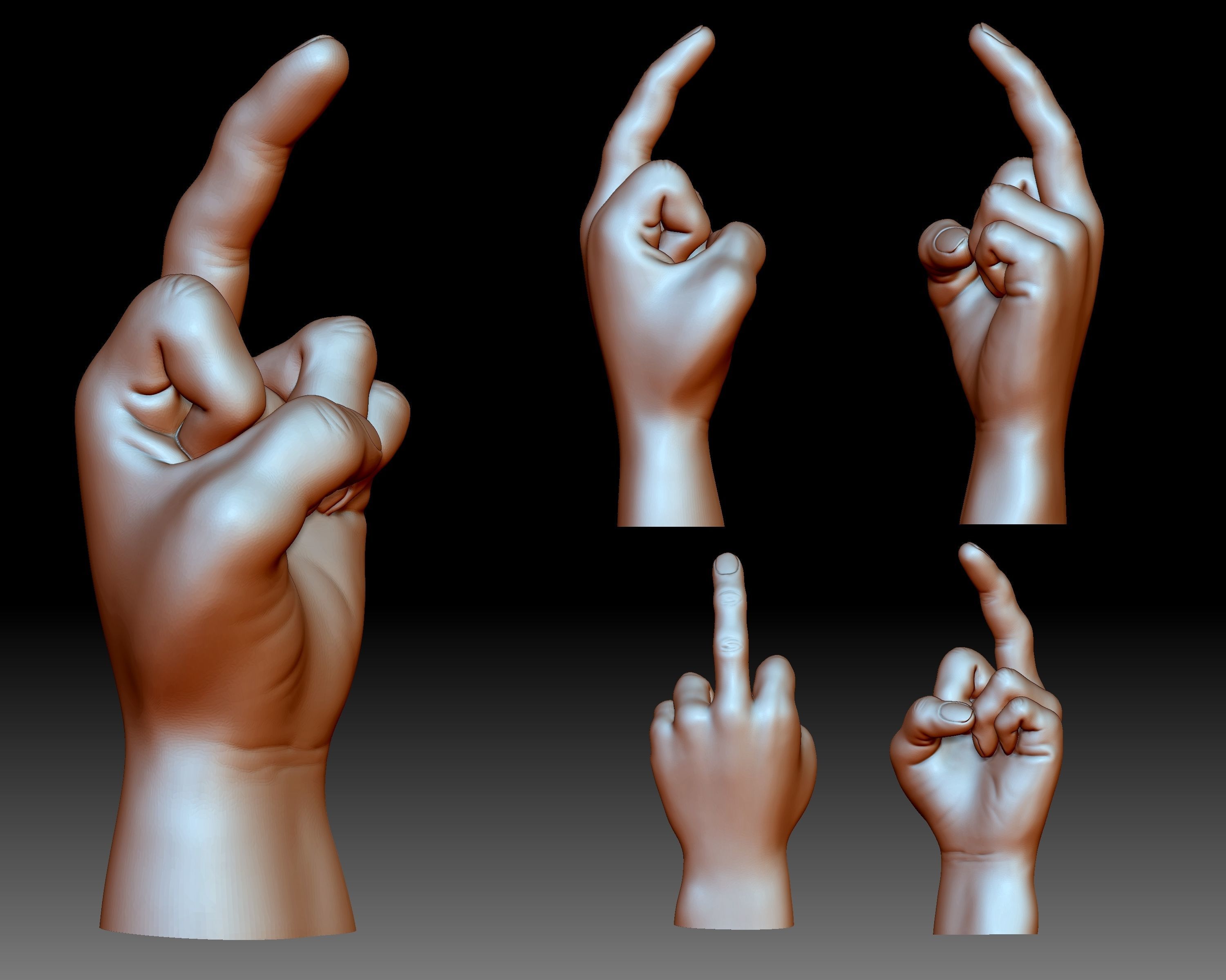 Middle finger fuck you flip off bird hand gesture 3D print model_4