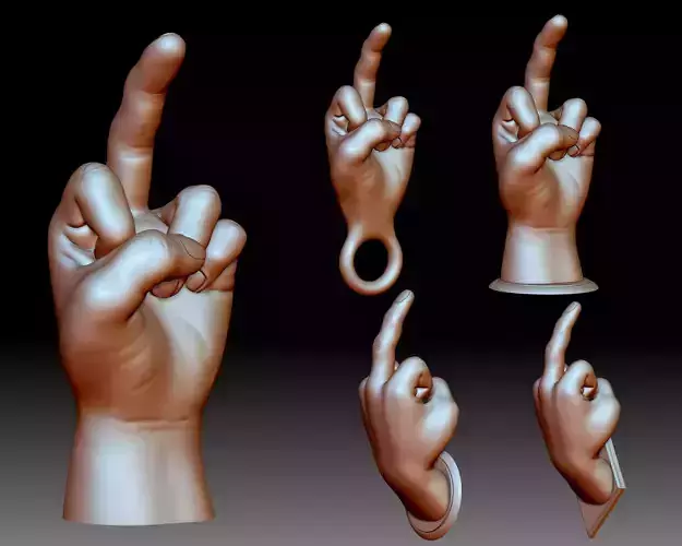 Middle finger fuck you flip off bird hand gesture 3D print model