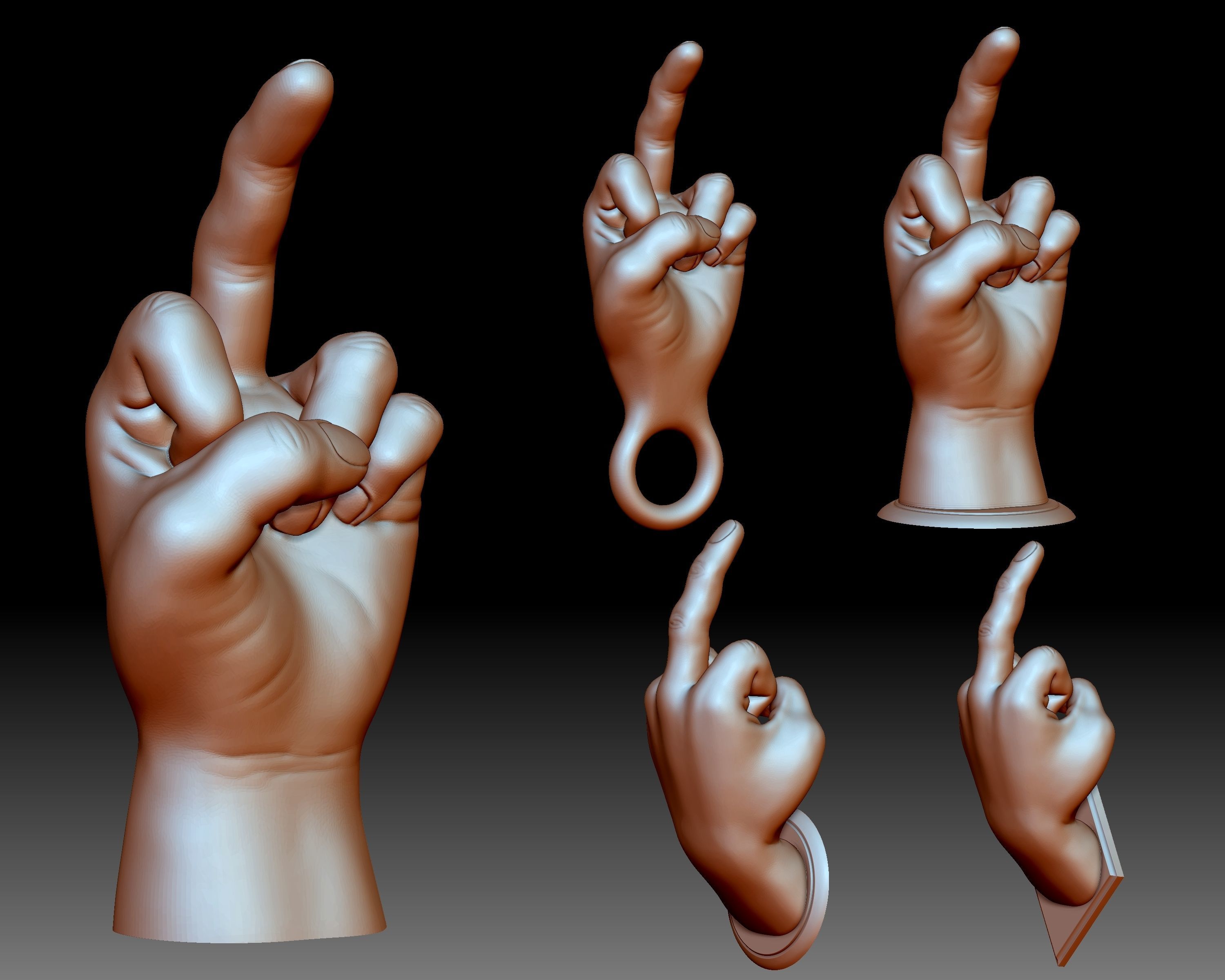 Middle finger fuck you flip off bird hand gesture 3D print model_0