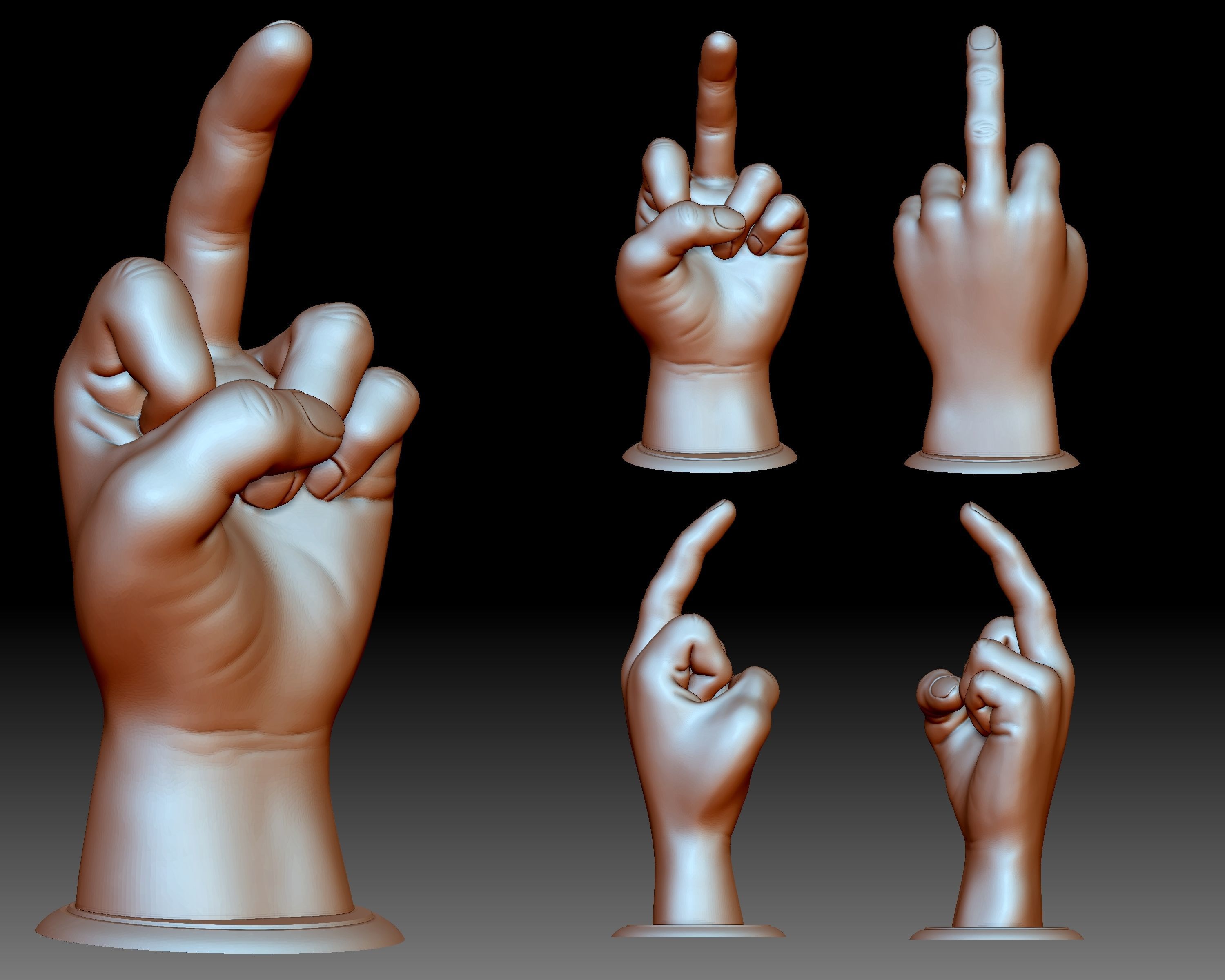 Middle finger fuck you flip off bird hand gesture 3D print model_3