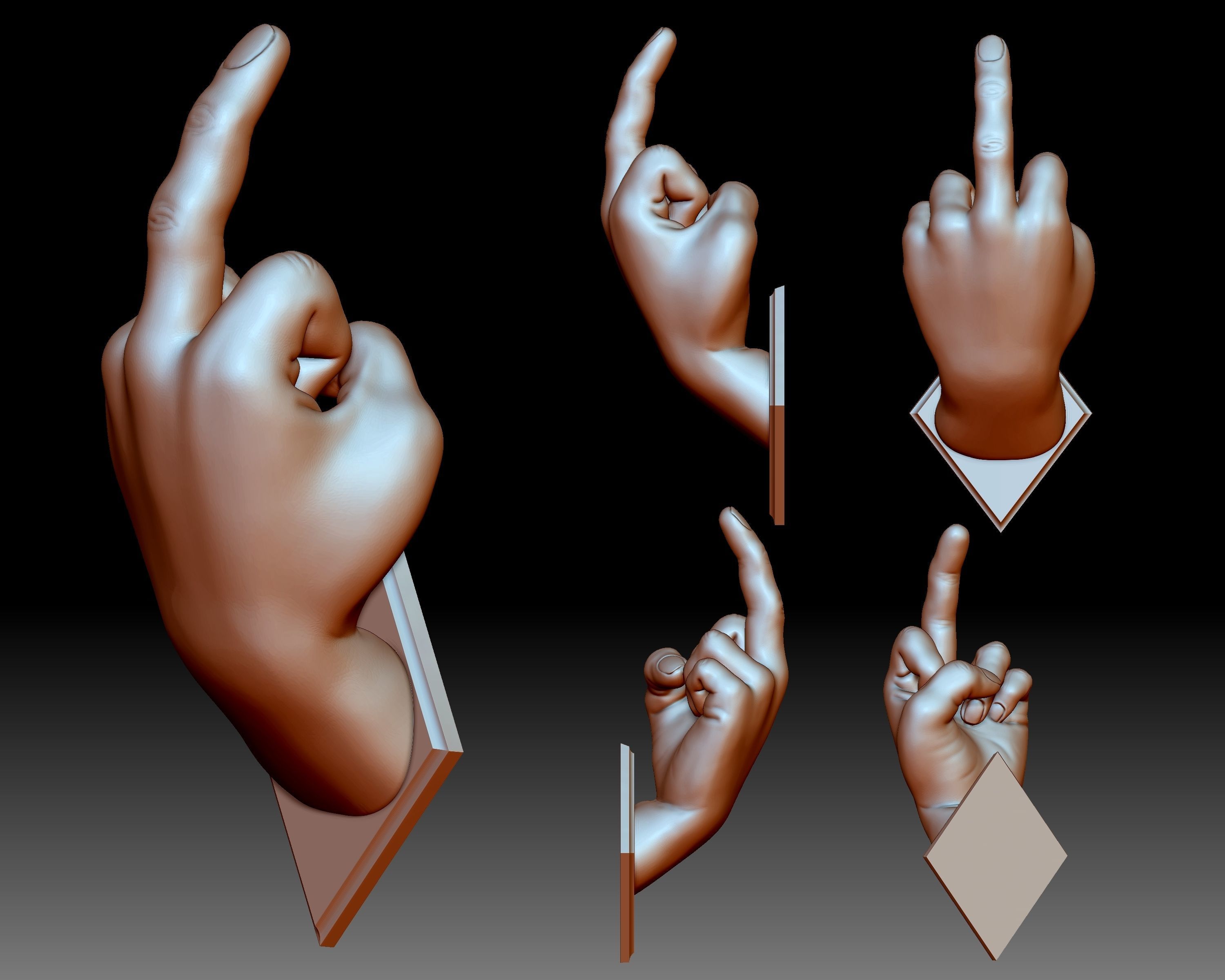 Middle finger fuck you flip off bird hand gesture 3D print model_1