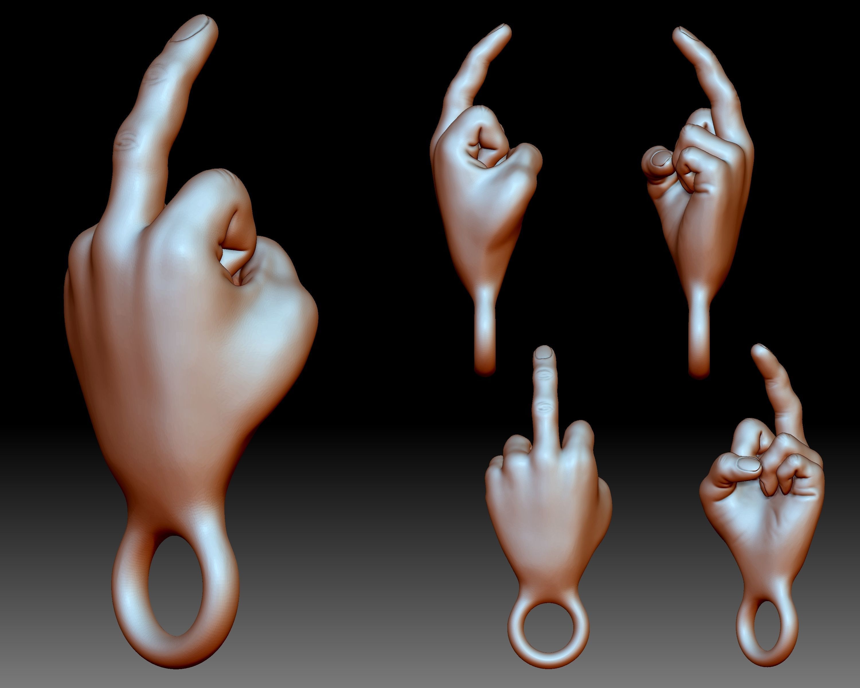 Middle finger fuck you flip off bird hand gesture 3D print model_5