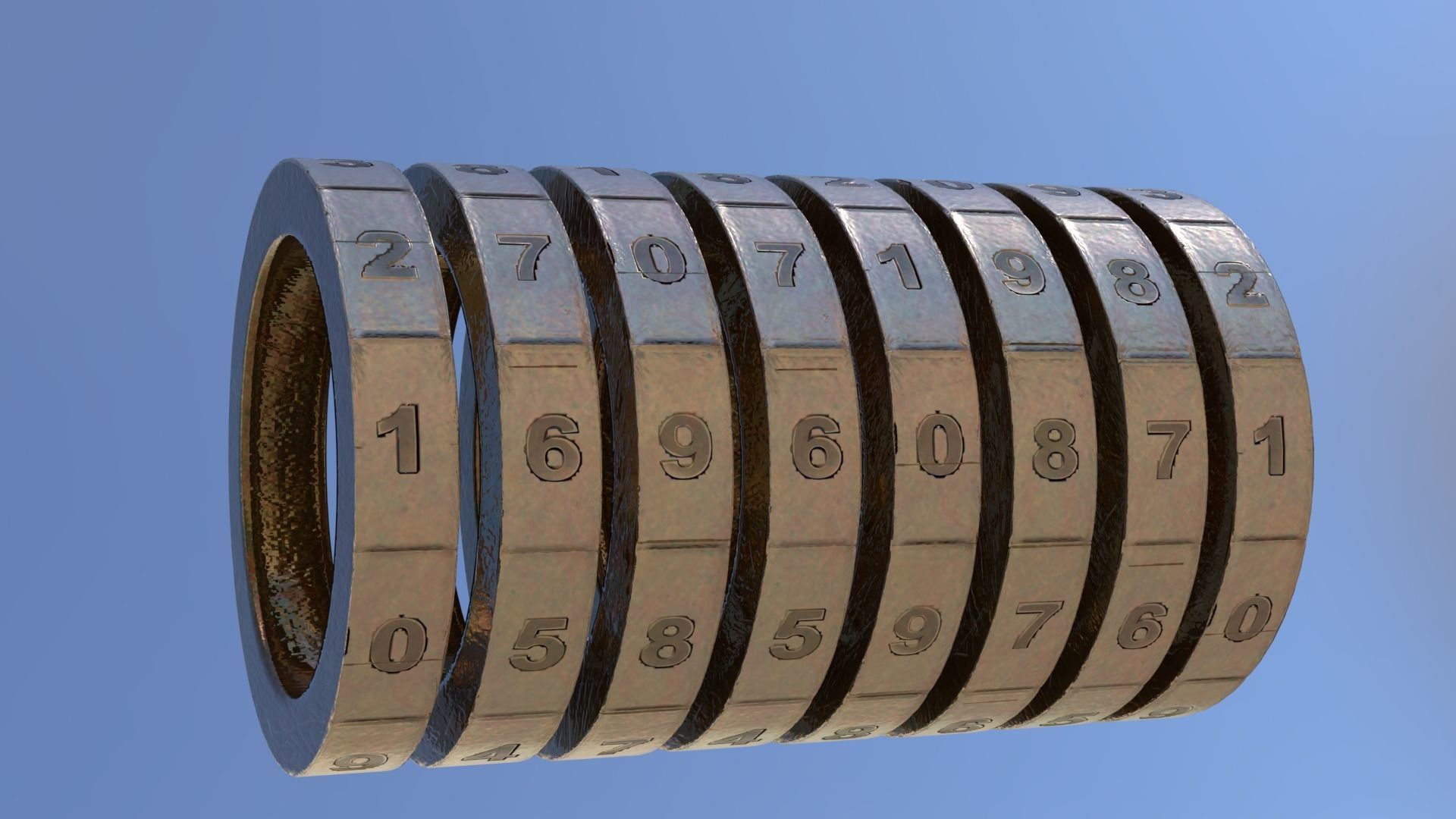 Cryptex - 9 Ring Numerical   Low-poly 3D model_3