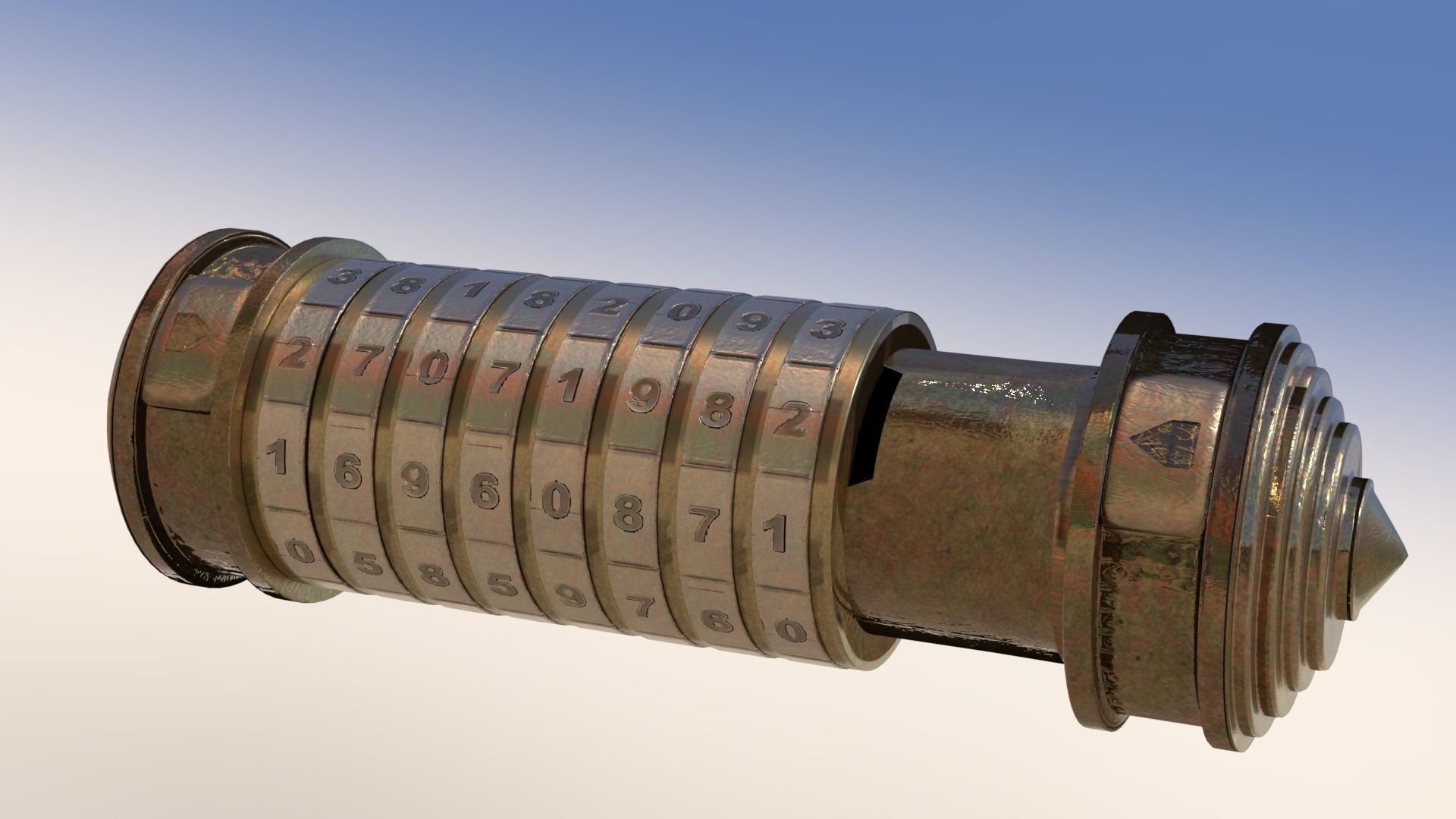 Cryptex - 9 Ring Numerical   Low-poly 3D model_5