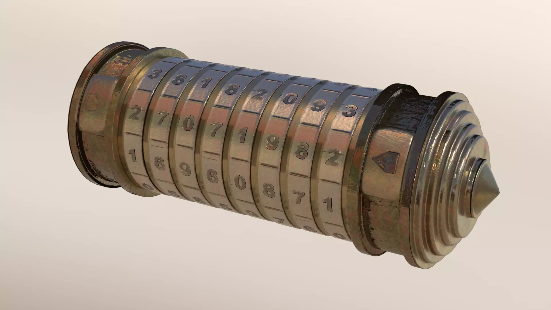 Cryptex - 9 Ring Numerical   Low-poly 3D model_0