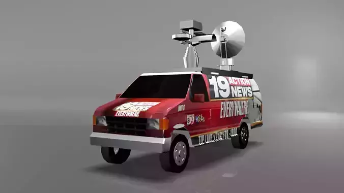 Broadcasting Van Low-poly 3D model