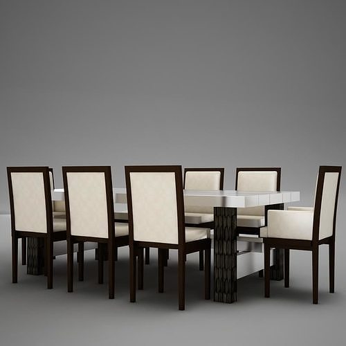 Dinning dining table with six chairs 3D model