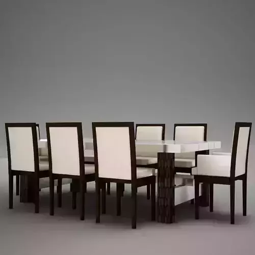 Dinning dining table with six chairs 3D model