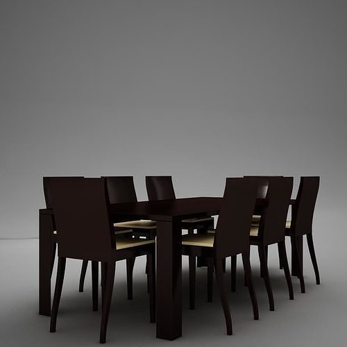 Dinning06 top conference table with chairs 3D model