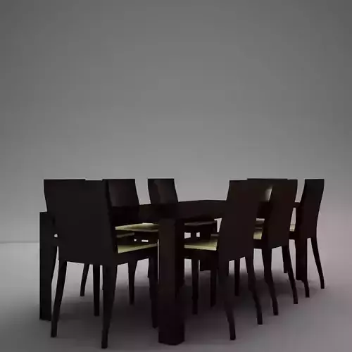 Dinning06 top conference table with chairs 3D model
