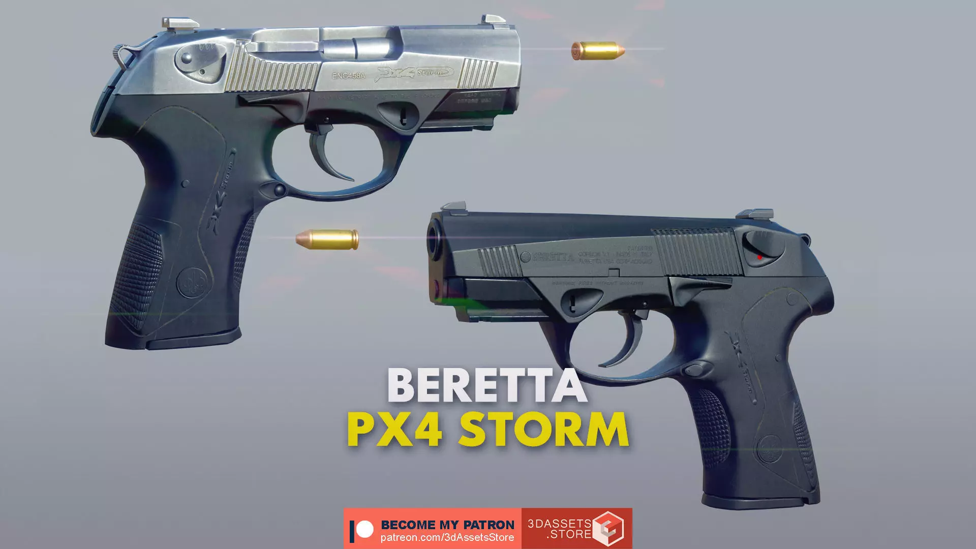 Weapon - Beretta Px4 Storm 2 Versions Low-poly 3D model_0