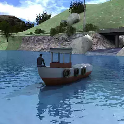 Lowpoly Boat fishing in water Free low-poly 3D model
