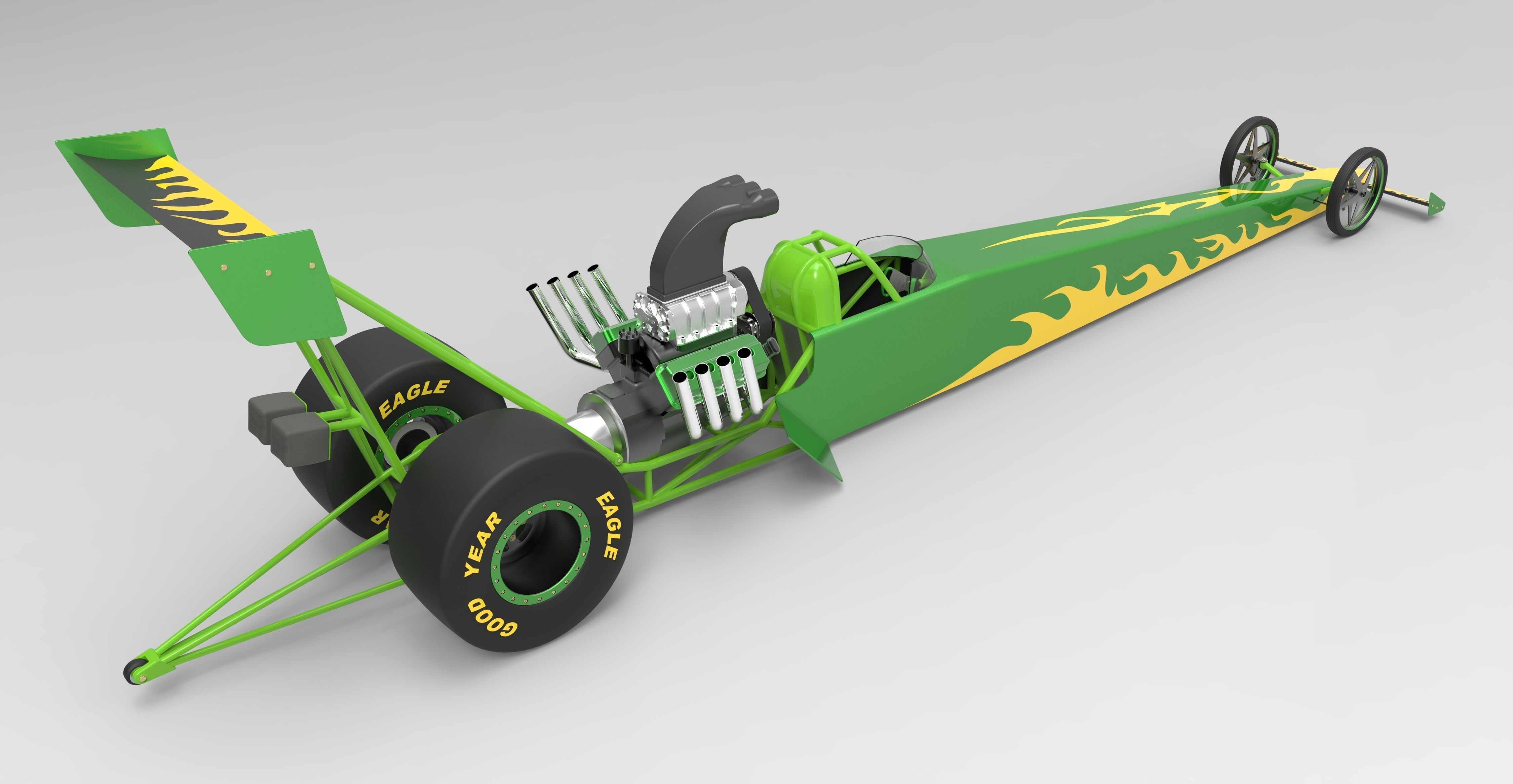 Top fuel dragster 3D Model .obj .sldprt .sldasm .slddrw .ige .igs .iges