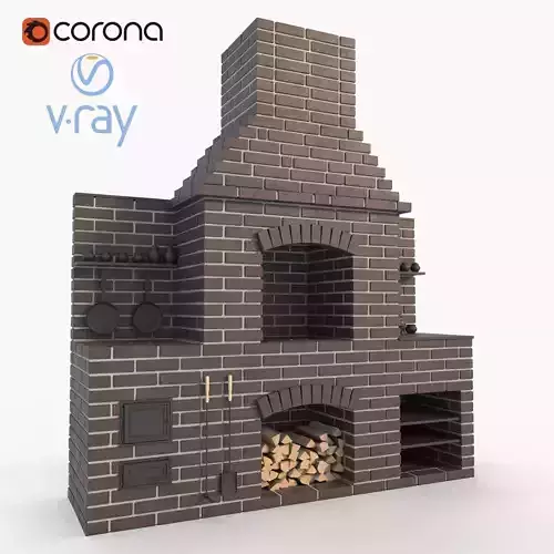 Brick bbq oven 3D model