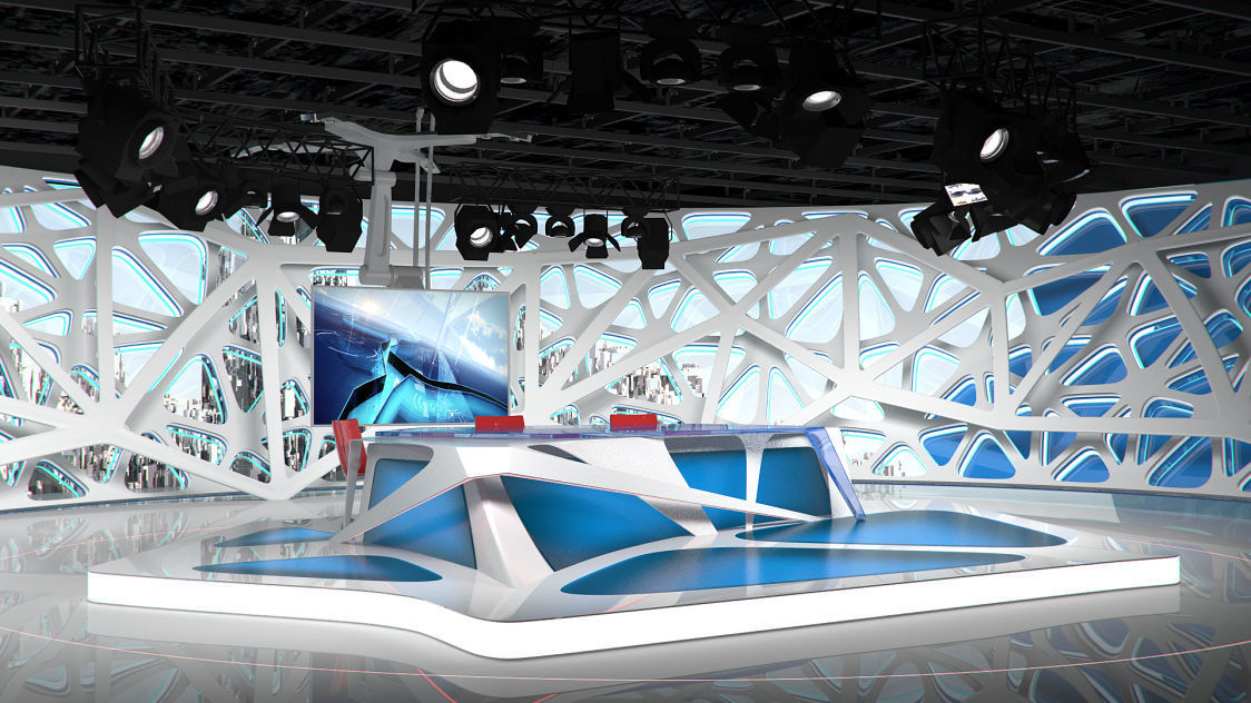 Virtual Broadcast Studio 16 Low-poly 3D model_17