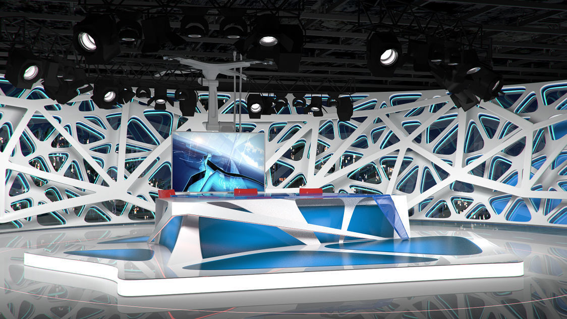 Virtual Broadcast Studio 16 Low-poly 3D model_31