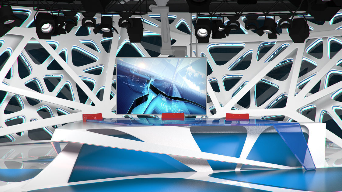Virtual Broadcast Studio 16 Low-poly 3D model_14