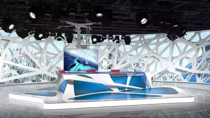 Virtual Broadcast Studio 16 Low-poly 3D model
