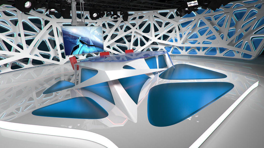 Virtual Broadcast Studio 16 Low-poly 3D model_7