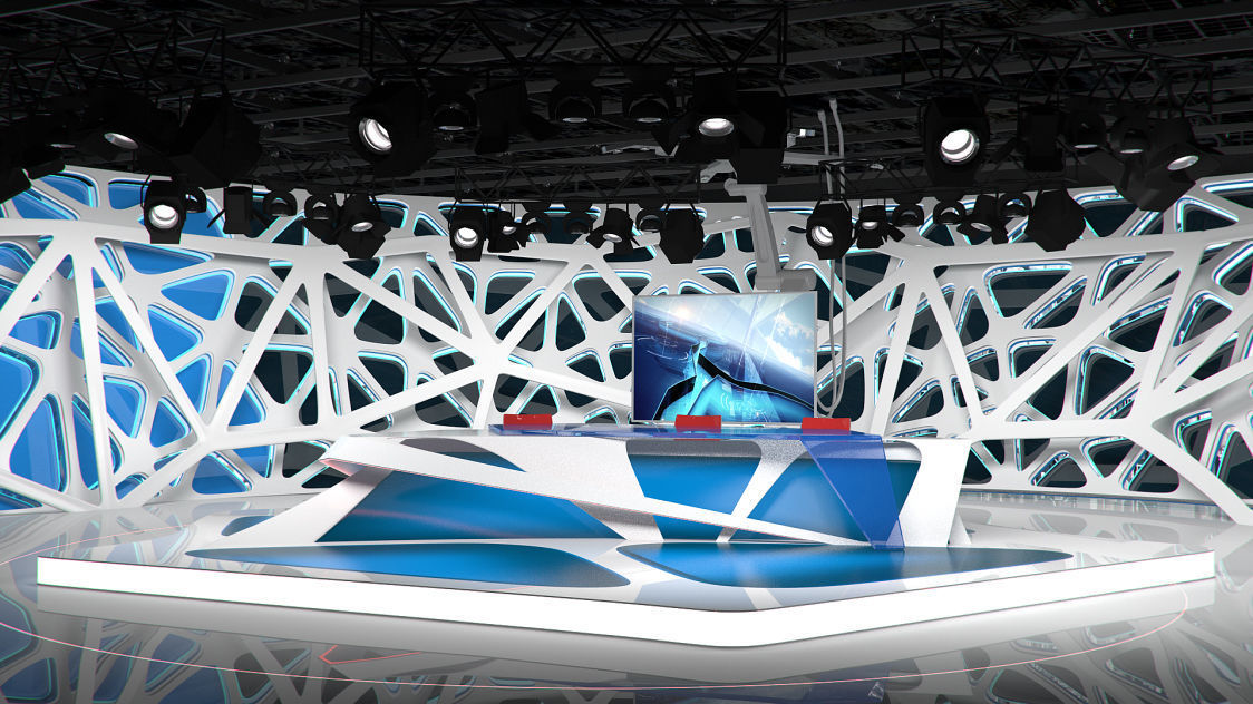 Virtual Broadcast Studio 16 Low-poly 3D model_2