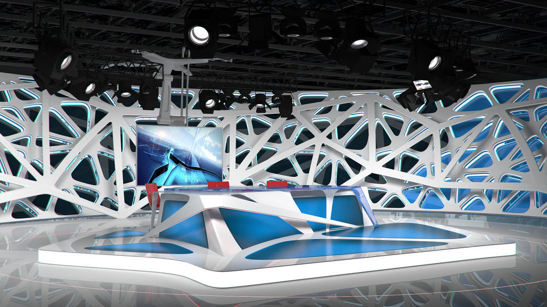 Virtual Broadcast Studio 16 Low-poly 3D model_3