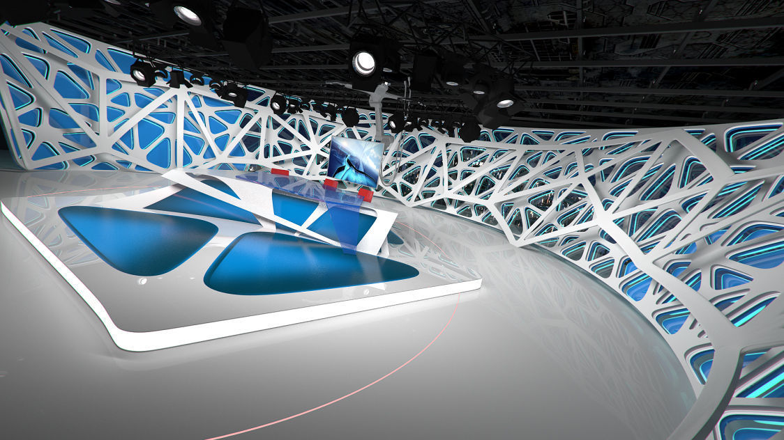 Virtual Broadcast Studio 16 Low-poly 3D model_36