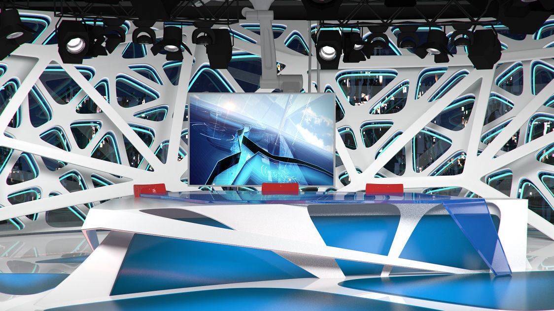 Virtual Broadcast Studio 16 Low-poly 3D model_44