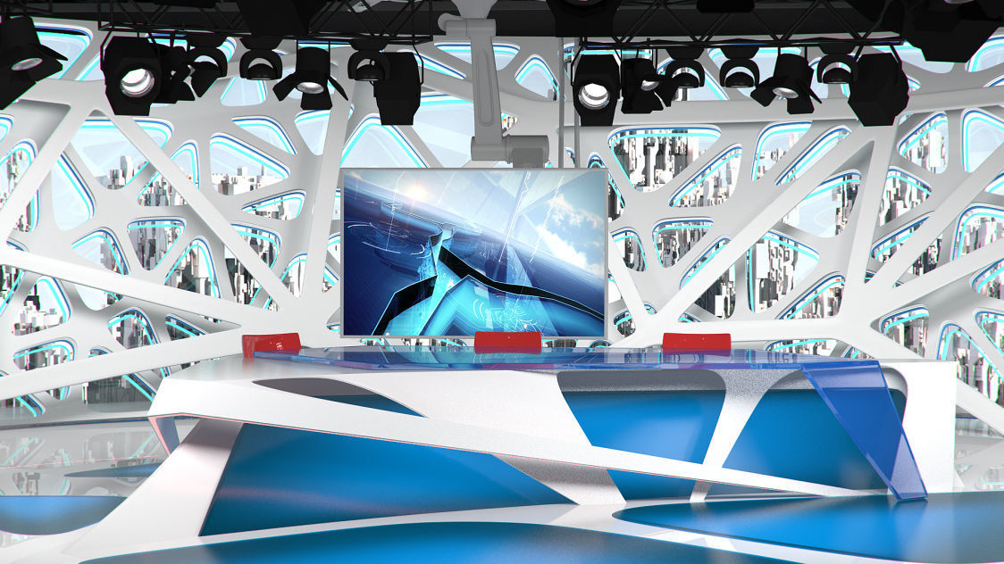 Virtual Broadcast Studio 16 Low-poly 3D model_28