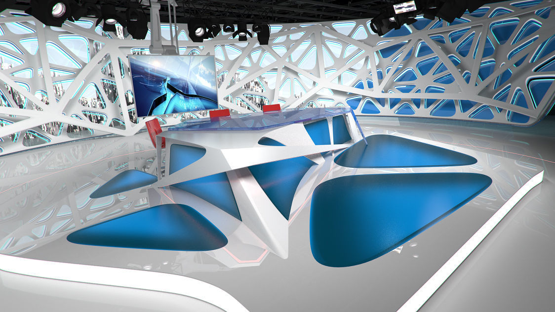 Virtual Broadcast Studio 16 Low-poly 3D model_21