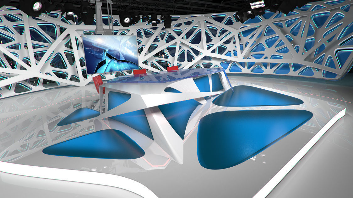 Virtual Broadcast Studio 16 Low-poly 3D model_37