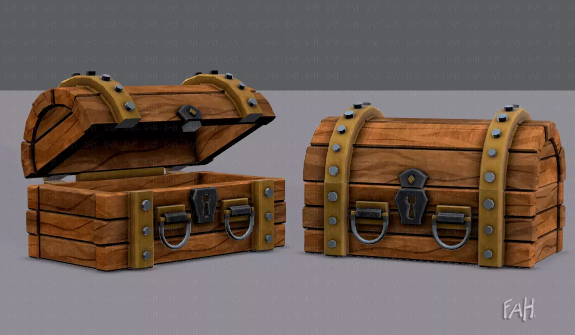 Chest V02 Low-poly 3D model_0