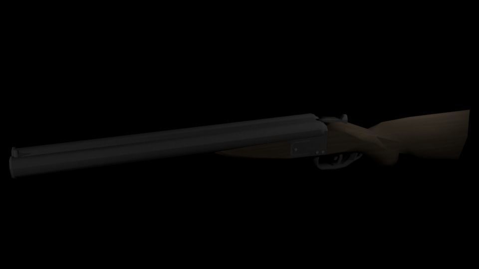 Shotgun Low-poly 3D model_1