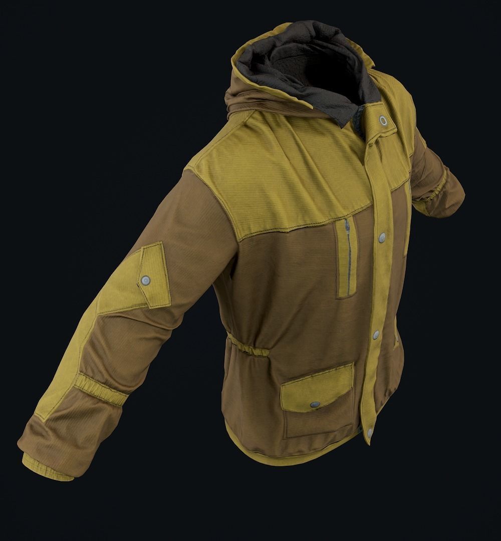 Jacket-workwear Low-poly 3D model_3