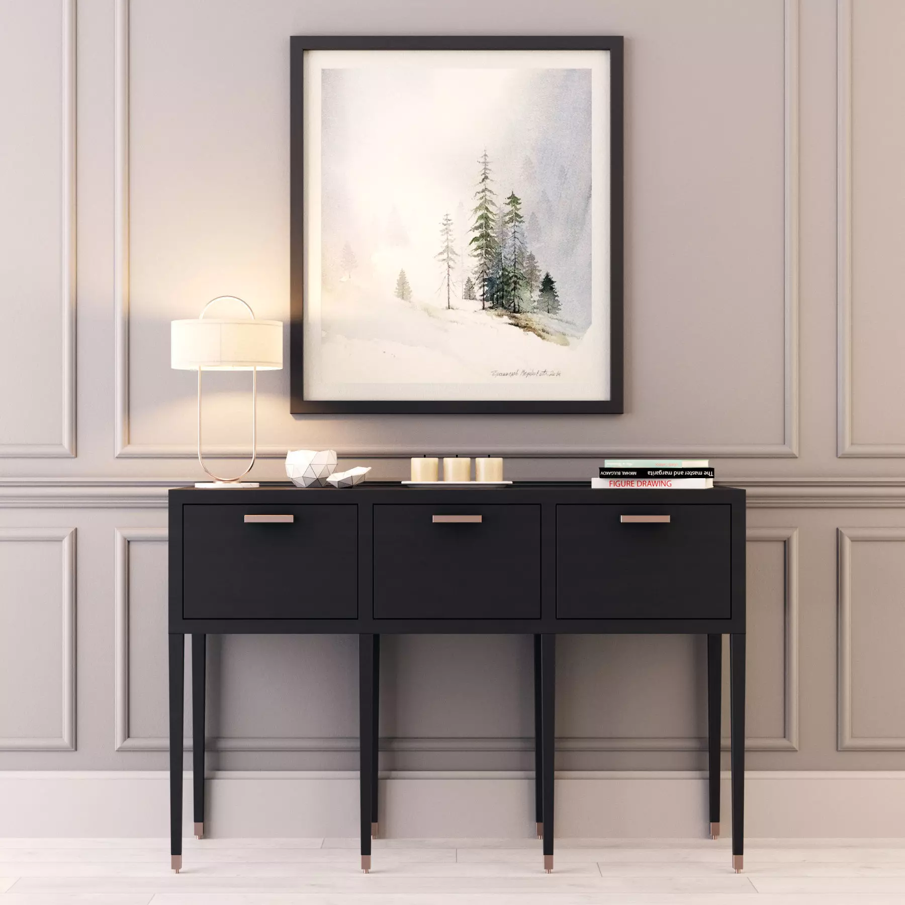 Console whith decor 3 3D model_0